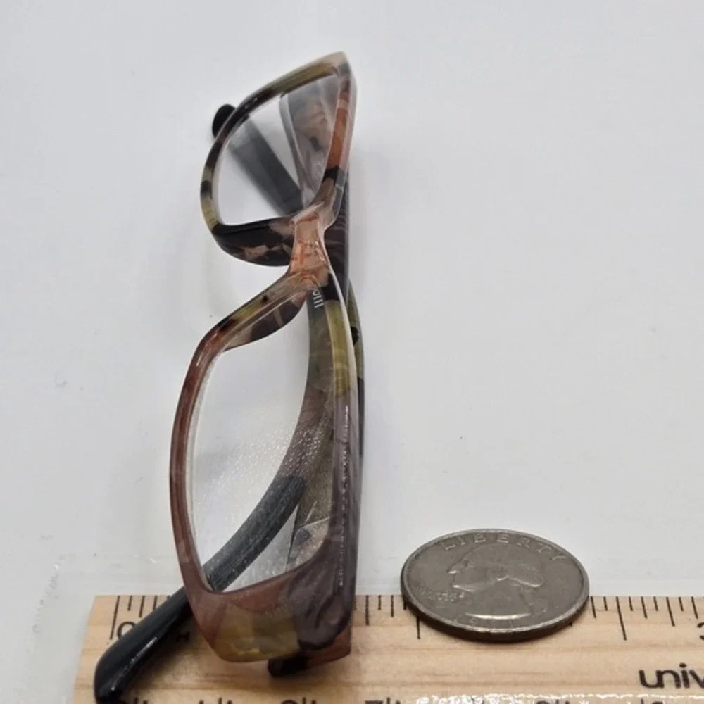Womens Floral +2.00 Readers Glasses Transparent Frame Lightweight Fashion‎ Brown